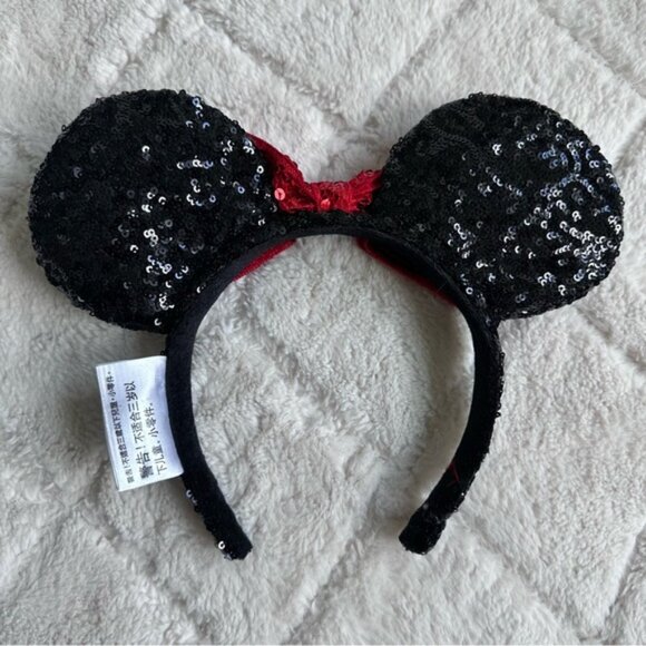 Disney Parks | Classic Black And Red Sequin Minnie Mouse Ears Headband - Picture 6 of 8